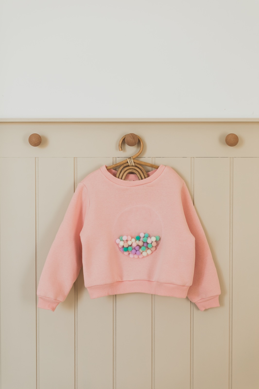 Olivia Pembe Ponponlu Sweatshirt